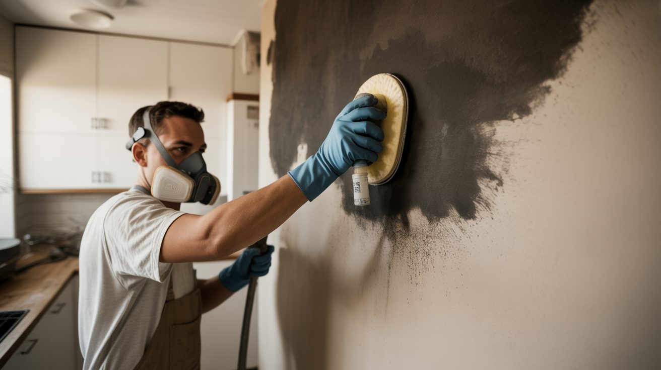 Fire Damage Restoration technician at work in a Albuquerque home