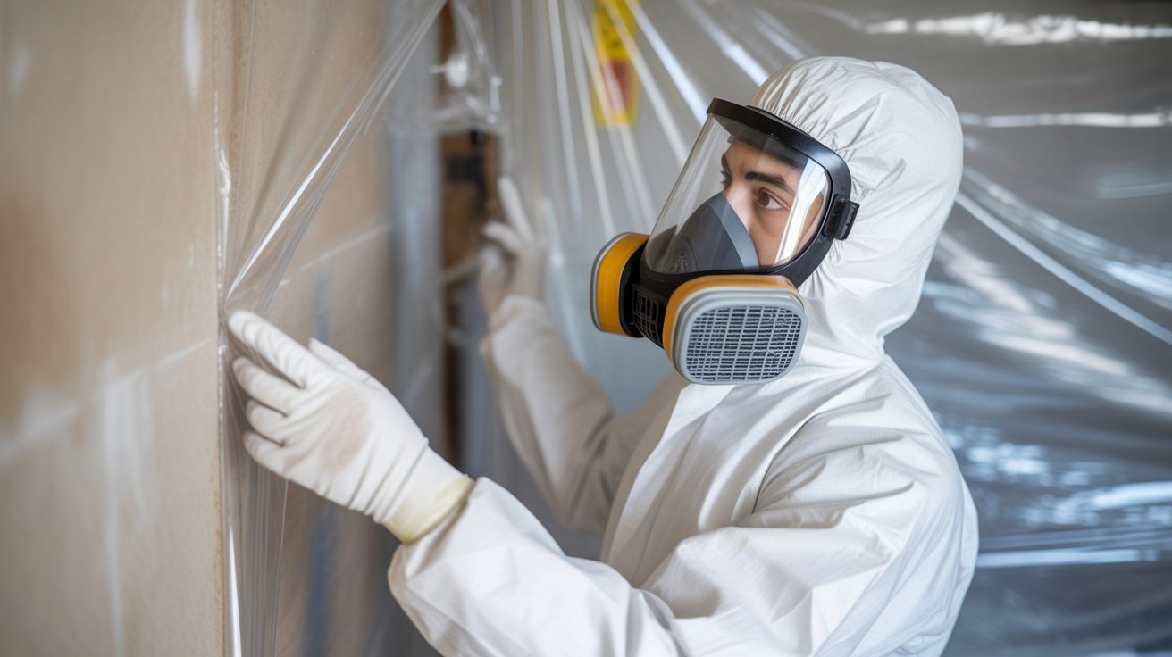 Mold Remediation technician at work in a Albuquerque home